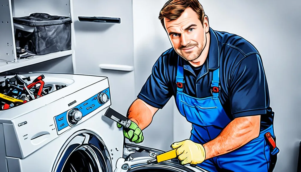 SimpleFix Appliance Repair technician repairing a washer